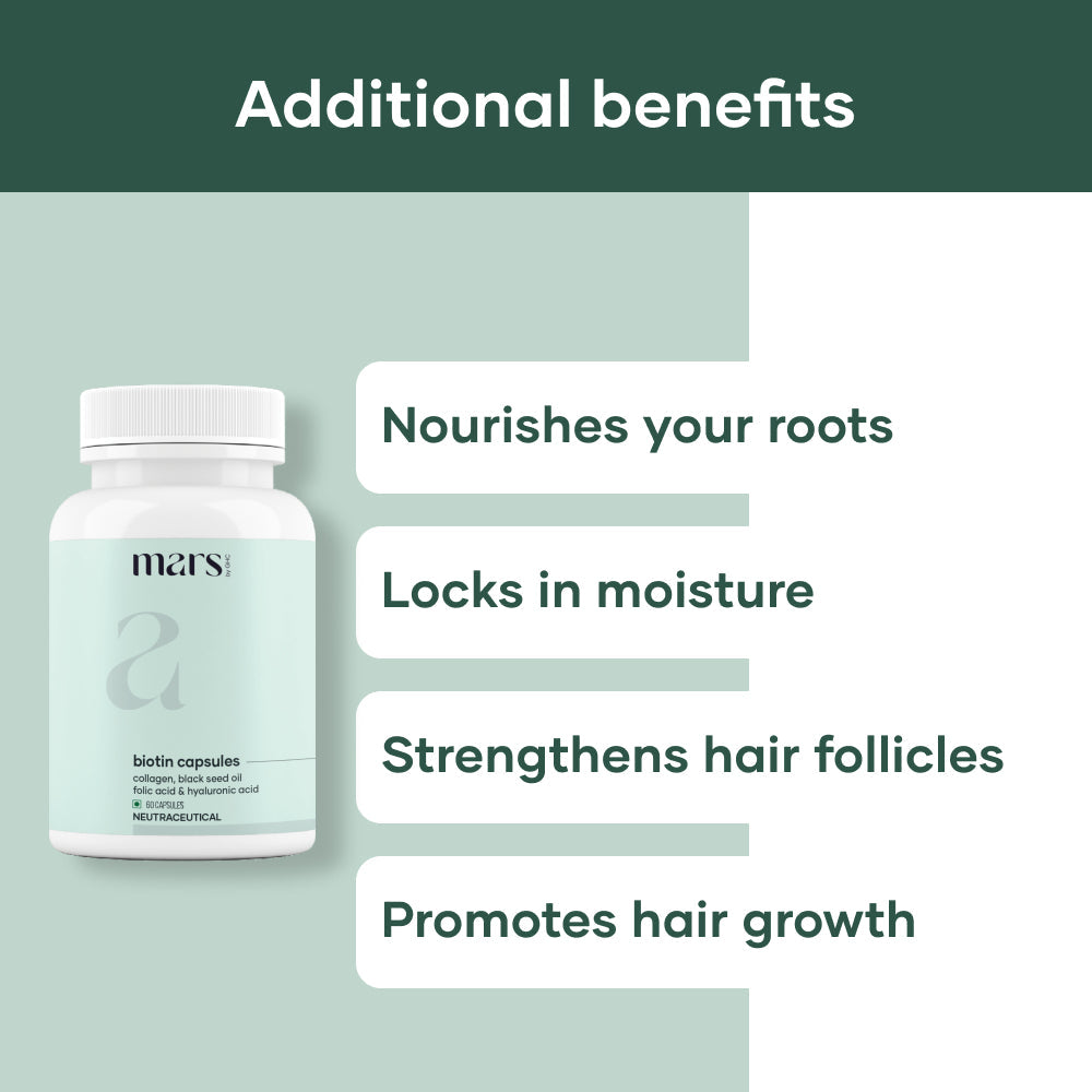 Mars Hair Growth Capsules: Powered with Biotin, Collagen, Black Seed Oil & Folic Acid