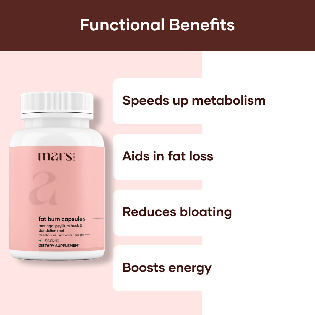 Mars Fat Burn Capsules : Powered With Psyllium Husk, Moringa & Dandelion Root