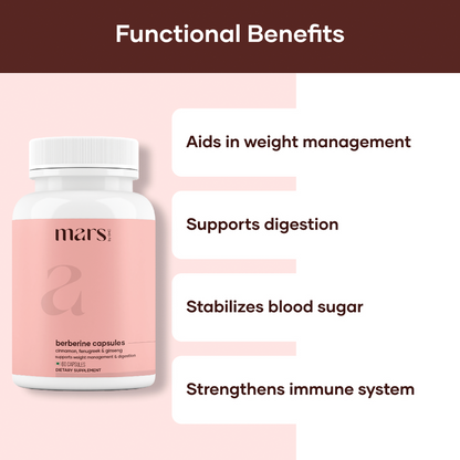 Mars FatBurn Berberine Formula Caps: Powered with Himalayan Berberine, Ceylon Cinnamon & Ginseng