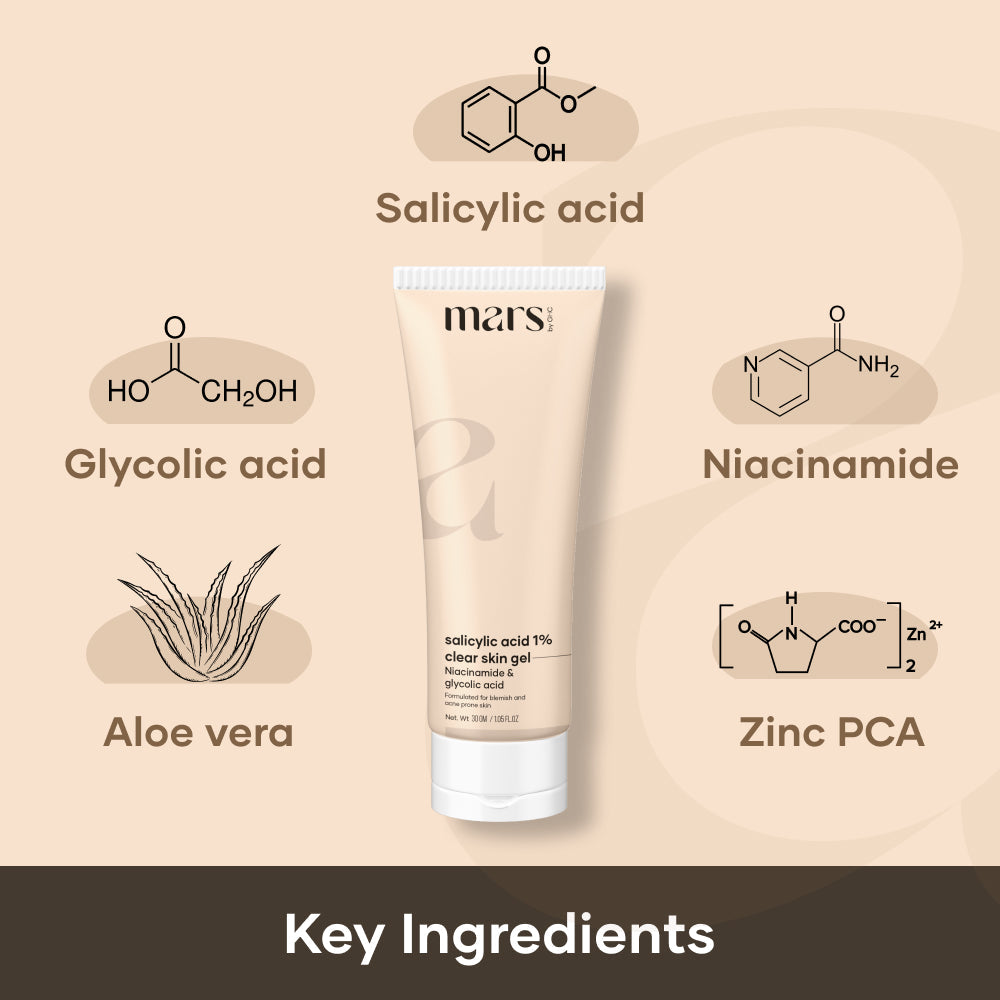 Salicylic Acid Clear Skin Gel: With Niacinamide, Glycolic Acid (AHA BHA)