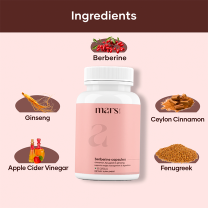 Mars FatBurn Berberine Formula Caps: Powered with Himalayan Berberine, Ceylon Cinnamon & Ginseng