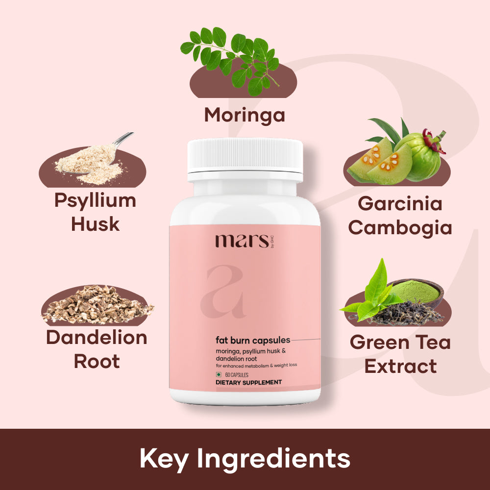 Mars Fat Burn Capsules : Powered With Psyllium Husk, Moringa & Dandelion Root