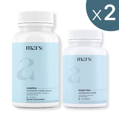 Mars Peak Performance Combo: Ashwagandha Capsules & Micronized Creatine Monohydrate Capsules