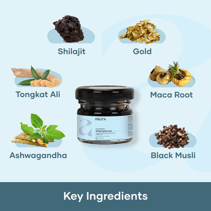 Mars Pure Himalayan Shilajit Gold Resin: Powered with Ashwagandha, Maca Root & Black Musli